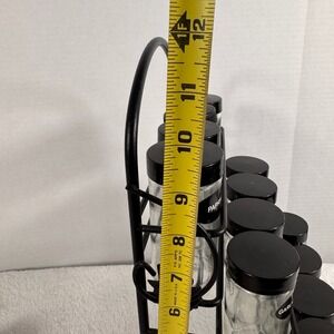 Kitchen | 12 Jar 3 Tier Spice Rack Black Metal Scroll Leaf Glass Jars ...